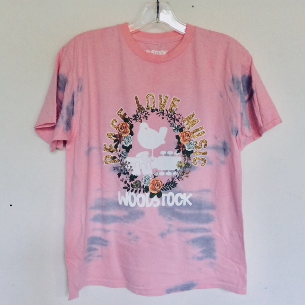 Woodstock Peace Love Music Tie Dye Band tee
